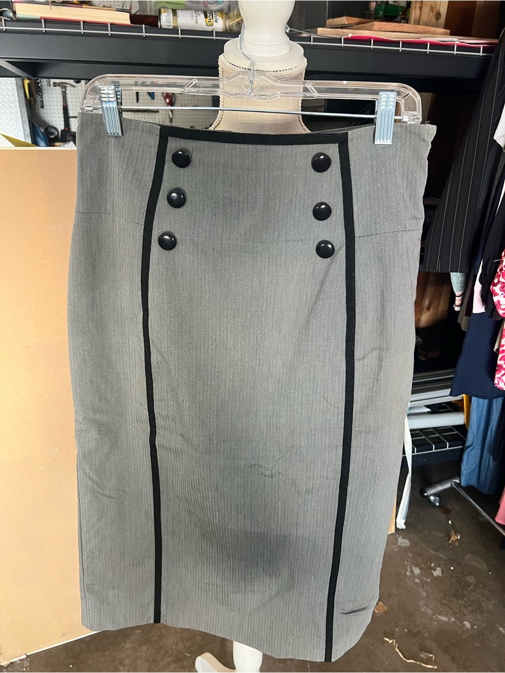 Worthington Gray Pencil Skirt with Black Trim